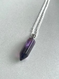 Hermoso hecho a mano 18 \ "largo amatista natural facetado forma de lápiz piedra preciosa puntiaguda 92,5 cadenas religiosas de plata esterlina - Product Image 3