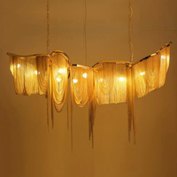 Luminaires suspendus en argent et or, lampes suspendues à pampilles LED, chaîne en aluminium métallique, lustre de luxe pour centre commercial, hôtel, hall