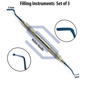 Instruments de composite dentaire en titane bleu, spatules plates en plastique, 3 pièces, acier inoxydable, manuel, classe I CE - Product Image 2