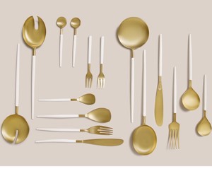 Directamente de fábrica, venta al por mayor, cubiertos de acero inoxidable chapados en oro, cuchillo, nuevo diseño, Handel chapado en oro - Product Image 2
