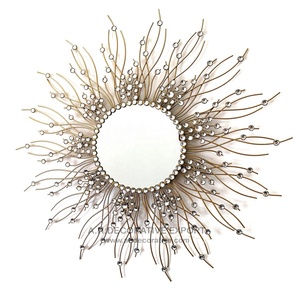 Bộ <span class=keywords><strong>3</strong></span> hiện đại sang trọng <span class=keywords><strong>Sunburst</strong></span> Vòng tường trang trí khung kim loại gương cho kích thước tùy chỉnh - Product Image 6