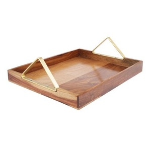 Bandeja de servicio de madera de acacia elegante y moderna, exportador mayorista por encargo de la India - Product Image 2