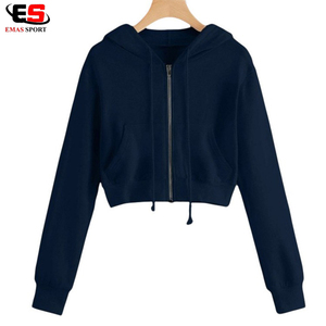 Luxurious Personalized Custom Front <b>Womens</b> Breathable Eco-Friendly Winter CropTop <b>Zipper</b> <b>Hoodie</b> Fleece Windproof Premium - Product Image 6