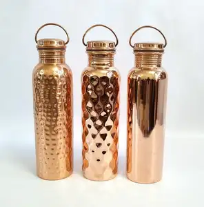 Best Selling Diamond Hammered 35 Oz Drink Ware Set Pure Copper Water Bottle