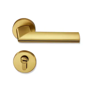 YONFIA 8032 hot sale quality brushed brass design lever door handles internal lock hotel room door handle for passage door