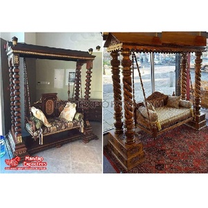 Compre un Columpio de Madera de Teca Tallado a Mano, Nuevo Columpio Artesanal y Jhoola para Interiores, Compre un Columpio para Sala de Estar/Oonjal con Acabado en Teca, EE. UU. - Product Image 1