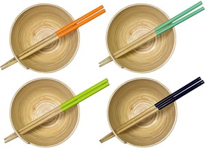 Meilleur vendeur en gros ensemble saladier en bambou vert fait main bol en fibre de bambou filé avec baguettes - Product Image 5