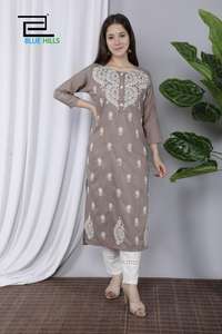 Kurtis magnifique pour femmes, Georgette, Chikankari, qualité supérieure, prix pas cher, - Product Image 3