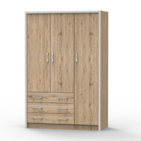Armoire en bois de haute qualité à 3 portes et 3 tiroirs de Malaisie, design moderne, meuble de chambre pliable, couleur personnalisable