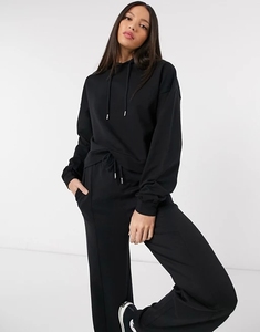 Wholesale Women's Black Pullover Hoodies With <b>Matching</b> <b>Joggers</b> Trousers Tracksuit <b>Set</b> - Product Image 2