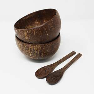 Tazones de Ensalada de Cáscara de Coco Orgánica con Juego de Cucharas, Diseño Redondo, Logotipo Personalizado al por Mayor, Precio Económico, Hecho en Vietnam - Product Image 2