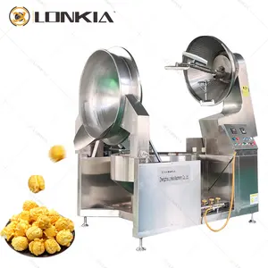 LONKIA China fully automatic big commercial gas electric caramel popcorn machine maker price industrial sweet popcorn making