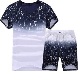 ชุดเสื้อผ้า2ชิ้นสำหรับผู้ชาย,ชุดผ้าฝ้าย/โพลีเอสเตอร์ลำลองแบบสั่งตัดสำหรับฤดูร้อน - Product Image 1