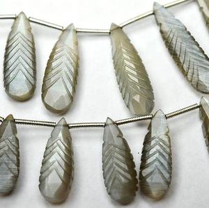 Pulsera y collar de piedras preciosas con cuentas talladas en piedra lunar gris de alta calidad, increíble precio mayorista, cuentas de piedra Natural - Product Image 1