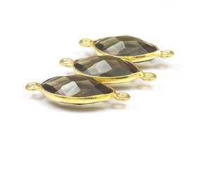 Smokey <b>Quartz</b> Natural Multi Gemstone Marquise Shape Gold Plated Jewelry Single Bail Bezel Handmade Connector - Product Image 4