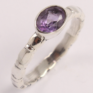 Anillo clásico de Plata de Ley 925, piedra preciosa de amatista púrpura de alta calidad, joyería de corte facetado ovalado para regalo de boda, aniversarios - Product Image 1