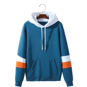 เสื้อฮู้ดดี้ลำลองแบบยูนิเซ็กส์สำหรับผู้ชาย ปักโลโก้ตามสั่ง ขายส่ง สีสันตัดกัน สไตล์สตรีทแวร์ ฤดูใบไม้ผลิ รับผลิตแบบ OEM ผ้าฟลีซ - Product Image 1