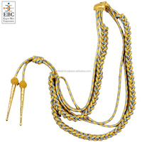 Aiguillette en fil de soie doré pour garde d'honneur, cordons de cérémonie pour épaule droite, fourragère dorée pour hommes, en nylon, pour cérémonies