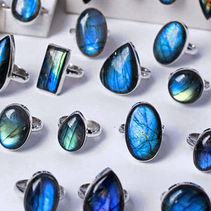 Anillo de labradorita azul, pendiente tallado de labradorita, anillos de acero inoxidable para la nariz, lote de anillos de cabujón al por mayor - Product Image 4