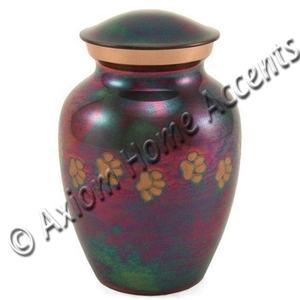 Urna de cremación de mascotas de latón macizo indio, Color azul con patas de latón grabadas, urna de funeral para cenizas de mascotas por acentos Axiom para el hogar - Product Image 5