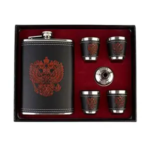 Luxury and Leather Cover Corporate Gifts or Wedding Party Gifts Wine Hip Flask With Short Cocktail Glass Direct Indian Factory