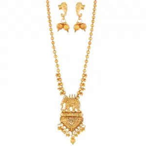 Wholesale Indian Gold Plated Temple Kundan Bahubali Inspired Necklace Set For Women