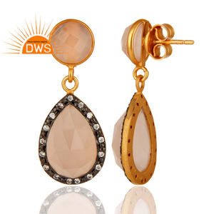 Pendientes de Calcedonia Rosa Facetada Hechos a Mano en India, Joyería de Piedras Preciosas, Colección Clásica del Fabricante - Product Image 3