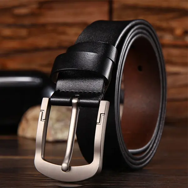 2021 Hot Double Sides Leather Reversible Belt for Men Black and Brown Dress Belt Rotate Buckle Vintage Belt