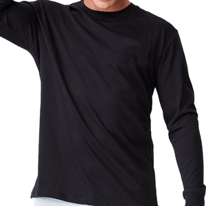 Camisetas personalizadas OEM con cuello redondo para hombre, camisetas negras 100% algodón, camisetas completas de moda para hombre, camiseta de fitness para hombre, camiseta blanca de manga larga. - Product Image 1
