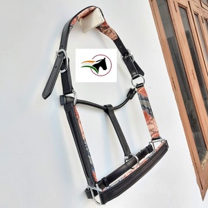 EQUINE SADDLE WORLD anglais selle cheval licou inde cuir tête collier vide canal serpent imprimé rembourré joue pièce - Product Image 3