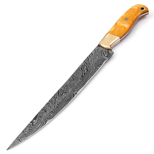 Custom Hand Forged Damascus Fillet knife With leather Sheath cover (smk1595) - Product Image 6