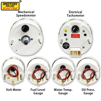 Set Meter Motor Baru 6 Gauge 85mm 52mm Mekanik Dial Hitam Jarum Putih Klasik KMH Universal Otomotif Bersertifikasi CE