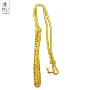 OEM Gold Silk Metallic Thread Polyester Lanyard Shoulder Cord Metal <b>Hook</b> Customizable Ceremonial Whistle Gold Cotton Polyester - Product Image 3