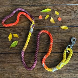 Correa de Cuerda para Perro de Algodón con Diseño de Hojas Otoñales, Elegante y de Lujo, para Pasear Perros - Product Image 1