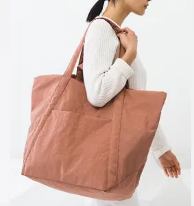 BSCI — sac de plage personnalisé, grand fourre-tout en toile avec pochette, tendance pour l'extérieur