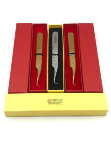 แหนบต่อขนตาสแตนเลสพลาสม่าสีทอง45องศาสีเงิน90องศาโลโก้ออกแบบได้ตามต้องการ - Product Image 2