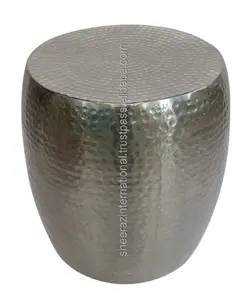 Tamborete de metal para jardim, tamborete lateral de alumínio martelado com logotipo personalizado, para uso doméstico, tamborete lateral de metal, console de osso
