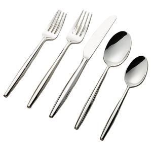 Logo ensemble de couverts de luxe en acier inoxydable plaqué argent les deux côtés Tapper poignée ronde ensemble de dessus de table brillant couverts à long manche - Product Image 1