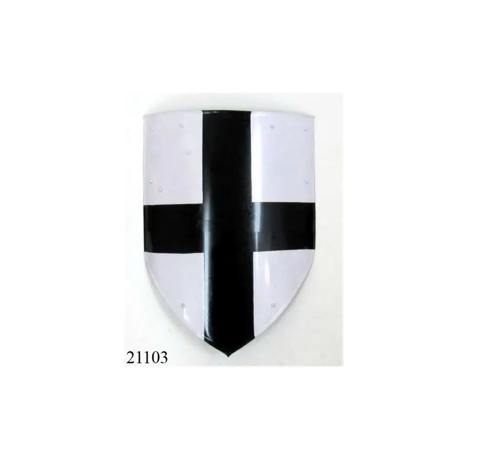 Bouclier universel en métal, bouclier de protection médiéval avec plus signe, couleur noir et blanc, bon marché