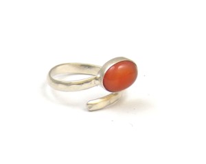 Hermoso Anillo Ajustable Hecho a Mano con Baño de Plata, Gema de Cornalina Ovalada de 8x10mm, Fornituras de Joyería Personalizables - Product Image 6