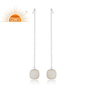 Cadena de anhelo de plata esterlina fina, pendiente de gota de piedra lunar arcoíris, fabricante de joyas, Colección delicada - Product Image 3