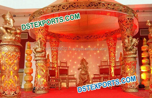 Mandap de mariage blanc en fibre de cristal, Mandap de mariage traditionnel américain en cristal blanc, Décoration unique de Mandap de mariage hindou, Malaisie, Royaume-Uni - Product Image 3