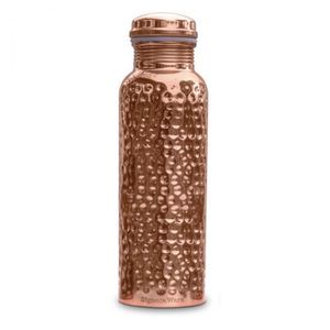 Bouteille d'eau en cuivre minimaliste faite à la main, best-seller, étanche, 0,65 L, sans BPA, réutilisable, écologique avec couvercle - Product Image 1