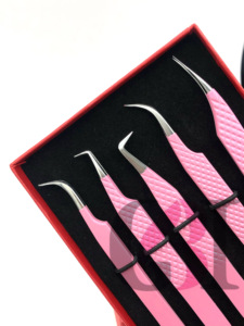 Meilleur revêtement en poudre rose de haute qualité à 90 degrés Nouvel instrument de beauté incurvé pour l'extension des cils en acier inoxydable - Product Image 4