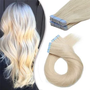 Fh Licht Kleur Duurzaam Remy 100% Menselijk Haar Blonde Witte Tape Straight Tape Hair Extensions In Natuurlijke Kijken