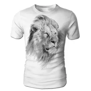 3D animal lion printing cotton/polyester sublimation T-shirt