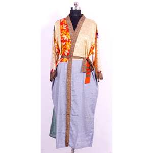 Kimono Vintage para Mujer, Bata de Seda, Vestido Largo para Playa con Características de Ropa de Dormir, Túnica India, Transpirable para Verano, Primavera y Otoño - Product Image 2