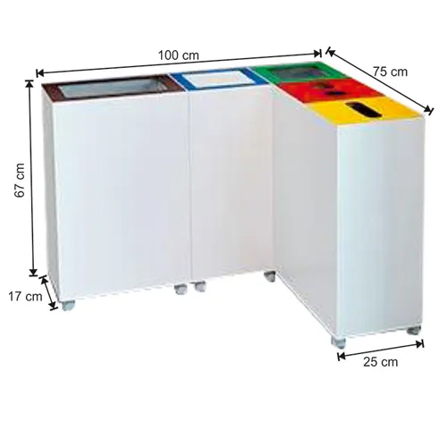 Zero Recycling Bin Waste Station Set 5 Compartments for Different Sort of Waste Suitable for Airport Hotel Shopping Mall Recycle