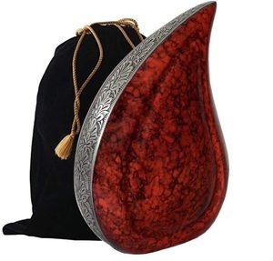 Bleu feu Style américain larme crémation urne métal fond en aluminium avec couvercle à vis gravé urne funéraire pour cendres - Product Image 2