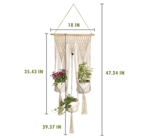 Home Decor Planter Basket 100% Cotton Wall Hanging Macrame Plant Hangers - Product Image 2